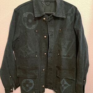 Louis Vuitton Black Monogram Denim Men's Shirt Jacket XL
